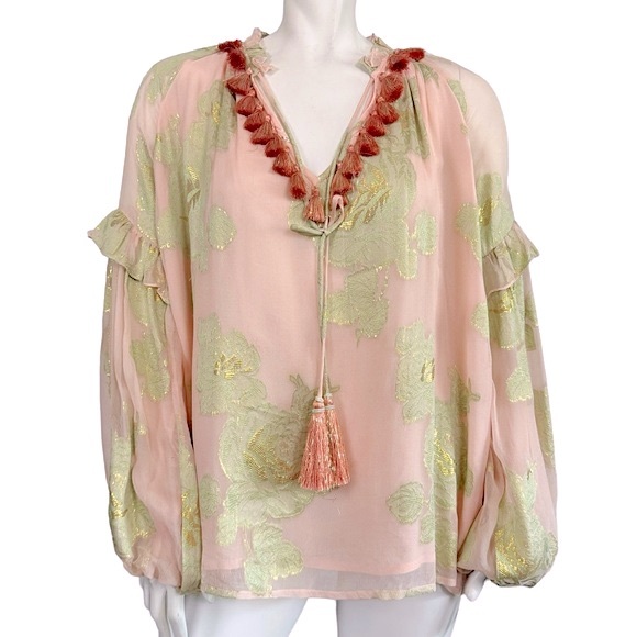 HEMANT & NANDITA RUFFLE BLOUSE WITH EMBELLISHED COLLAR main image 1